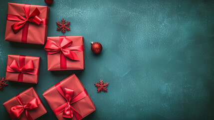 christmas gift box on red background