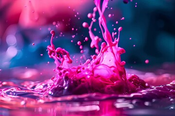 a pink liquid splashing into the water