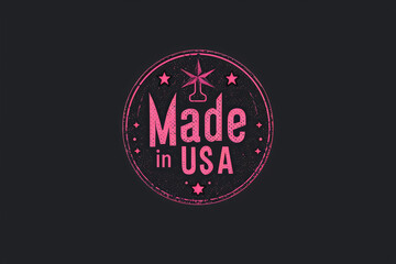 Fototapeta na wymiar Modern neon Made in USA sign on a dark background