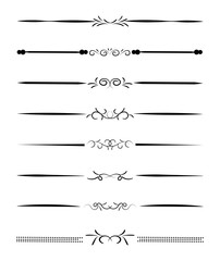 Set of line decorative calligraphic elements 