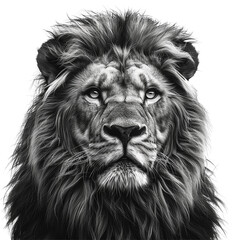 realistic face of lion isolated on transparent background, element remove background, element for design