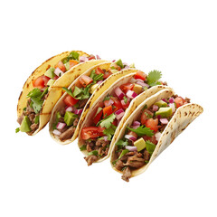 mexican food tacos isolated  on Transparent Background. Ai generated 