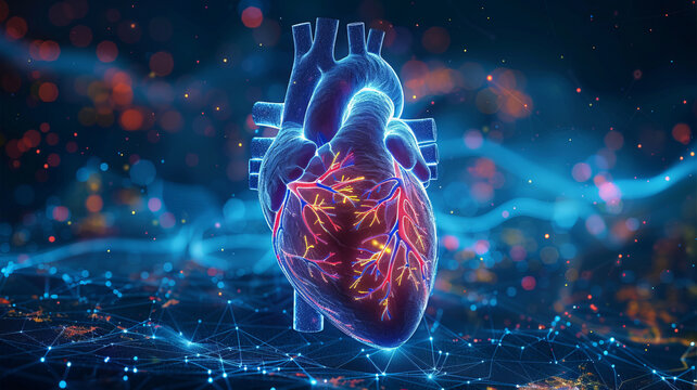 Human Heart Diagram, Ecg graph, heart attack concept. 3d illustration,generative ai
