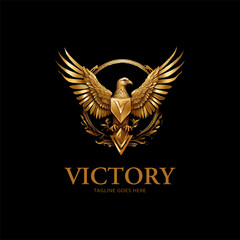 Victory luxury eagle brand logo with golden color