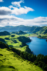 Naklejka na ściany i meble Breathtaking Scenic Beauty of the Azores Islands Showcasing Nature's Splendor and Tranquility