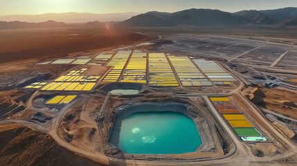 Simulated Aerial View of Lithium Mining - obrazy, fototapety, plakaty