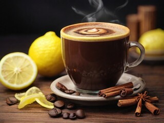 coffee with lemon and cinnamon - 748883610