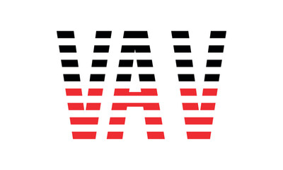 VAV three initial letter iconic line negative space minimal logo design vector template. monogram, abstract, wordmark, business, typography, minimalist, brand, company, flat, modern, unique, simple