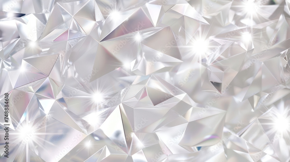 Poster this image showcases a shiny, silver geometric pattern with multiple reflective surfaces and bright 