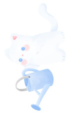 Little cat holds a watering can