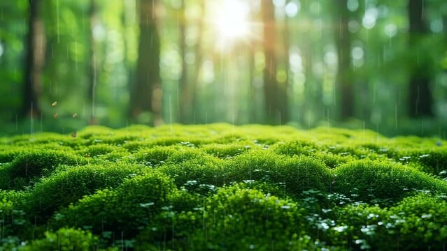 green forest in the morning. earth day 4k looping video generated ai