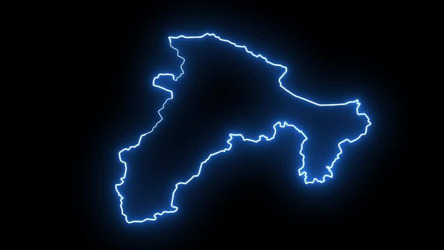 map of Bejaia in algeria with glowing neon effect