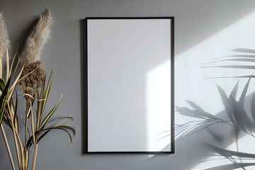 Wall art mockup minimalist Living: Wallart Horizontal Poster Frame Mockup in Modern Interior