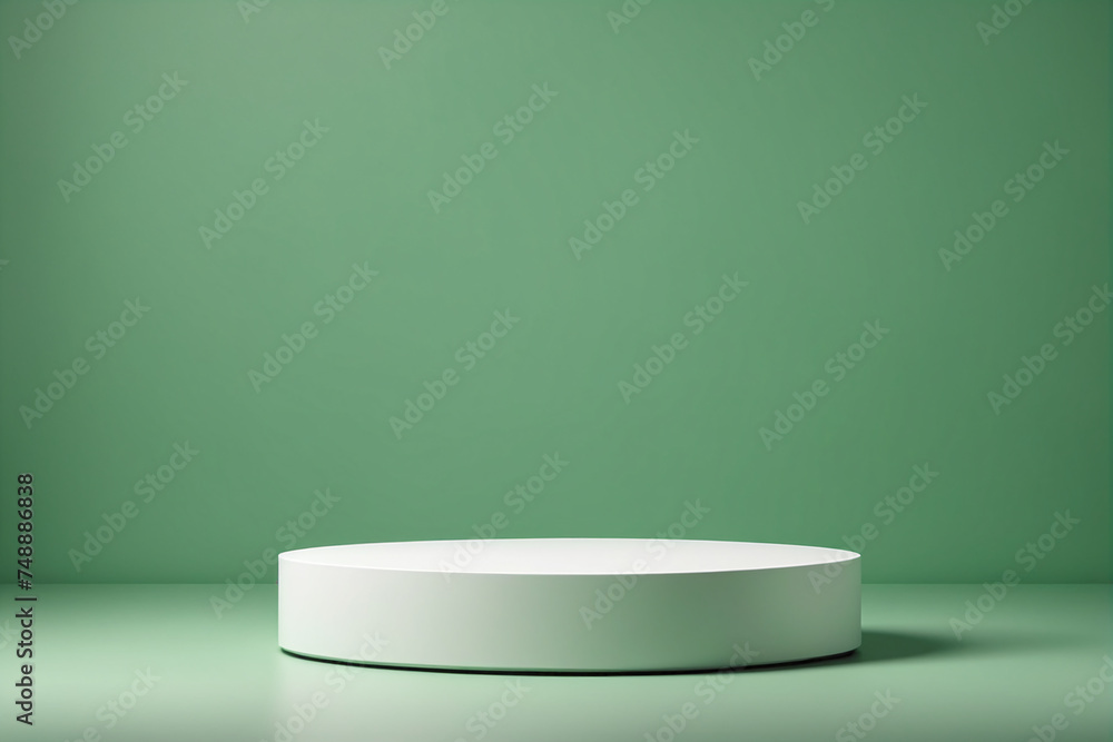 Aufkleber Empty pedestal display on green background with blank stand for product show or presentation