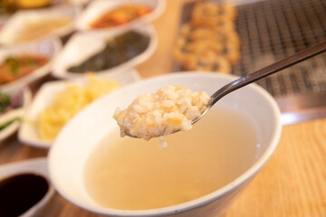 Korea food. Scorched Rice Soup