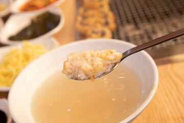 Korea food. Scorched Rice Soup