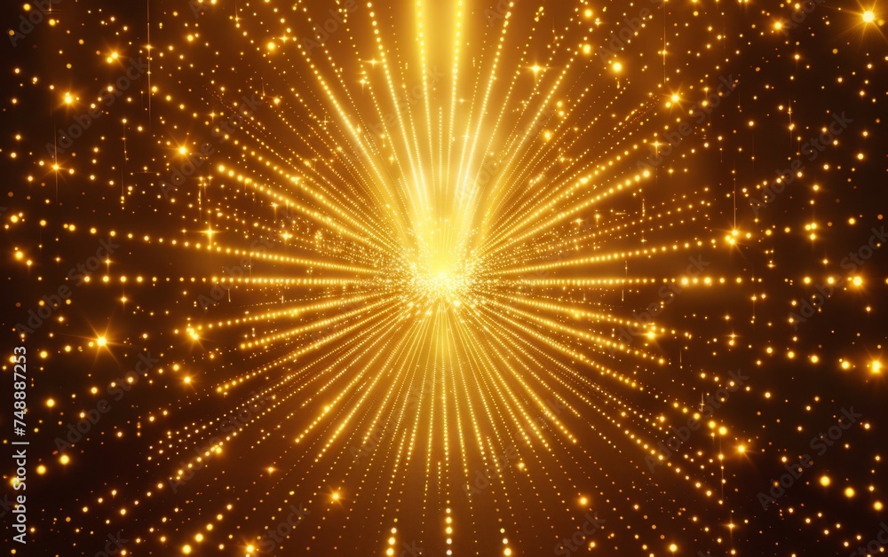 Poster a golden background with abstract stars generative ai