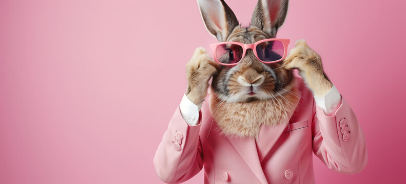 Stylish Rabbit Adjusting Pink Sunglasses