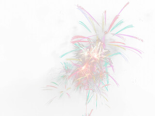 Fototapeta na wymiar Multi color Firework Celebration over the working space on transparent background