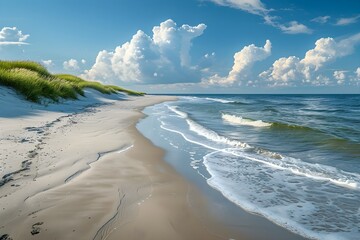 beautiful summer sand beach scenery - obrazy, fototapety, plakaty