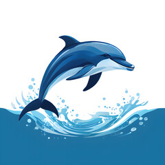 simple logo vector of a dolphin jumping on the water