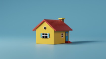simple 3d icon illustration of a yellow house with studio lighting. Generative AI