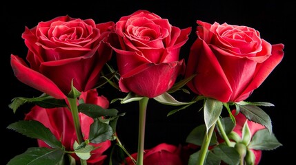 Red roses with black background