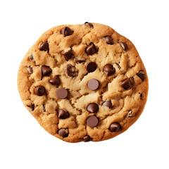 chocolate chip cookie, top view, isolated on transparent background.