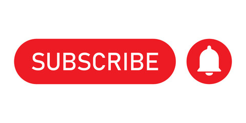 Subscribe with bell icon. Vector illustration. Flat design