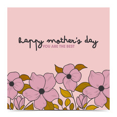 Mother's Day poster, greeting card, label, flyer, banner with a beautiful pink flowers on the light pink background