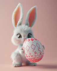 Colorful Easter bunny on a pastel color background - obrazy, fototapety, plakaty