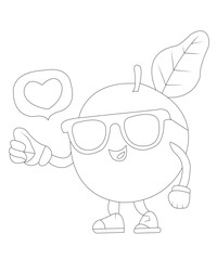 Fototapeta premium Funny fruits coloring page for kids and adults