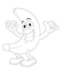 Funny fruits coloring page for kids and adults