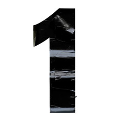 Number 1 Black Tape Isolated on Transparent or White Background, PNG