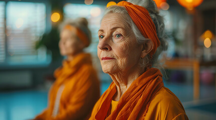 Obraz premium elderly women yoga in a studio