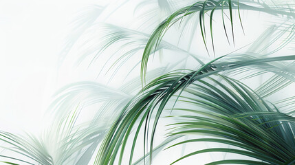 palm leaves on white in a blurred photo stock photography, in the style of organic forms blending with geometric shapes