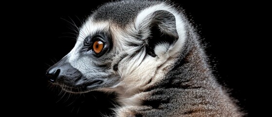 a close up of a lemura's face with brown and white fur on it's head.