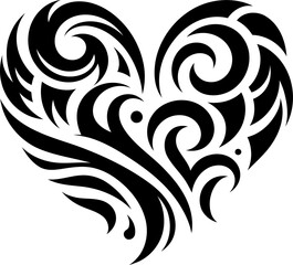 love, heart shape, in modern tribal tattoo, abstract line art, minimalist contour,