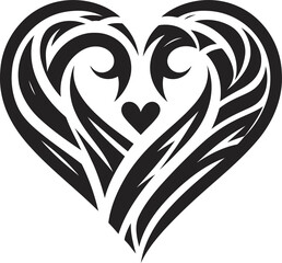 love, heart shape, in modern tribal tattoo, abstract line art, minimalist contour,