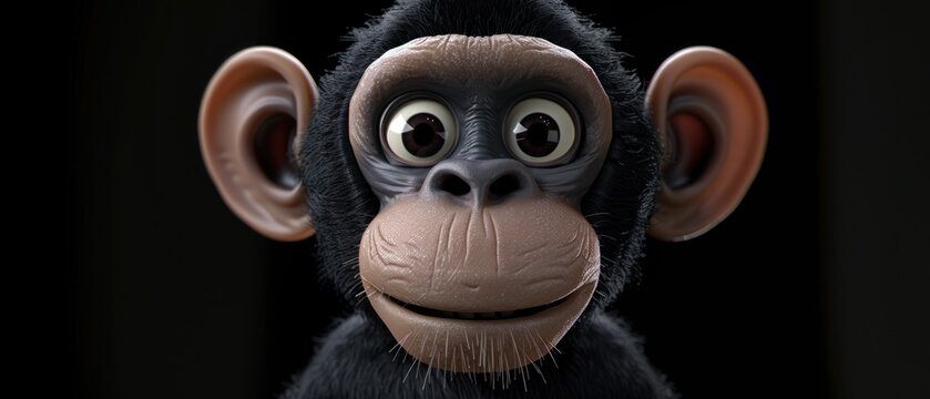 a close up of a monkey's face with one eye open and a smile on it's face.
