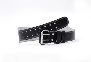 black leather Weightlifting Belt isolated