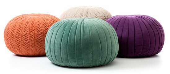 Three poufs of varying colors