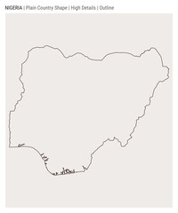 Nigeria plain country map. High Details. Outline style. Shape of Nigeria. Vector illustration.