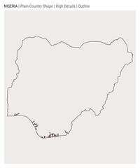 Nigeria plain country map. High details. Outline style. Shape of Nigeria. Vector illustration.