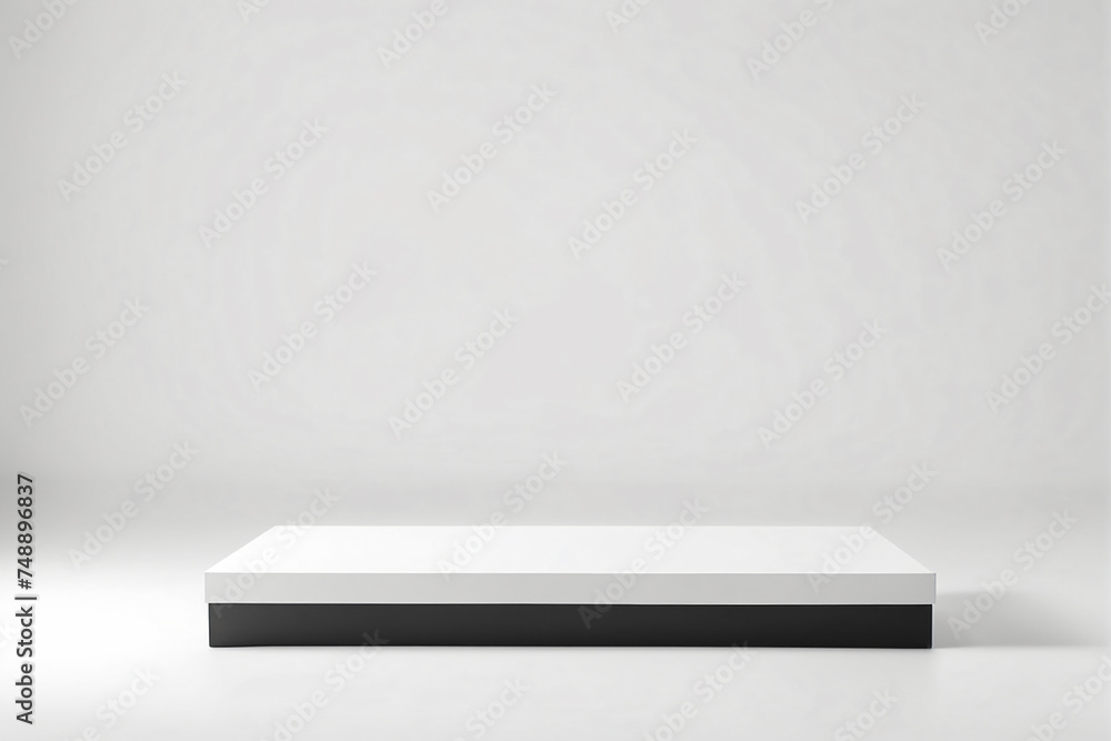Poster empty pedestal display on white background with blank stand for product show or presentation