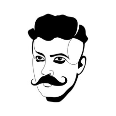 Man with mustache vector illustration, people vector, mustache vector, hipster character design, hipster vector