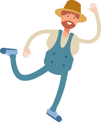 Farmer Character Jumping and Flying
