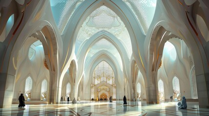 Muslim Mosque architectural background design for Ramadan. generative AI image - obrazy, fototapety, plakaty