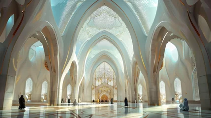 Crédence de cuisine en verre imprimé Gris Muslim Mosque architectural background design for Ramadan. generative AI image
