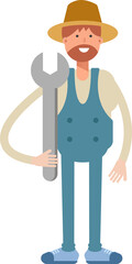 Farmer Character Holding Wrench
